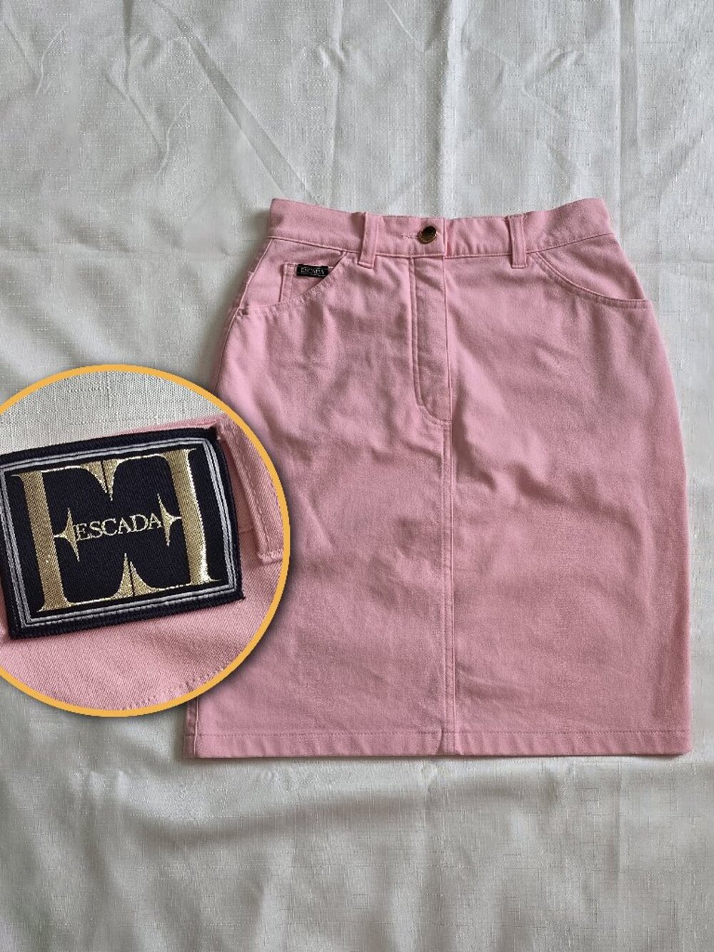 Vintage Escada Margaretha Ley Pink Mini Skirt Size 36 Made Italy 90s